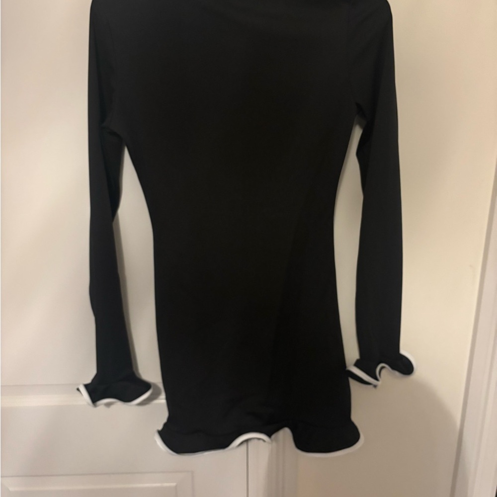 Black Long Sleeve Top with White Trim
